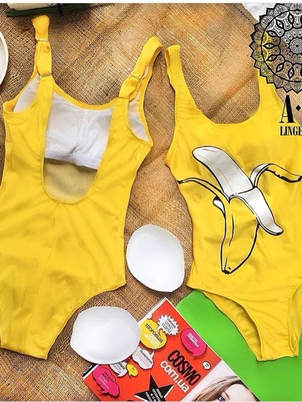Bright Yellow Banana Graphic One-Piece Swimsuit - Picture 4 of 9